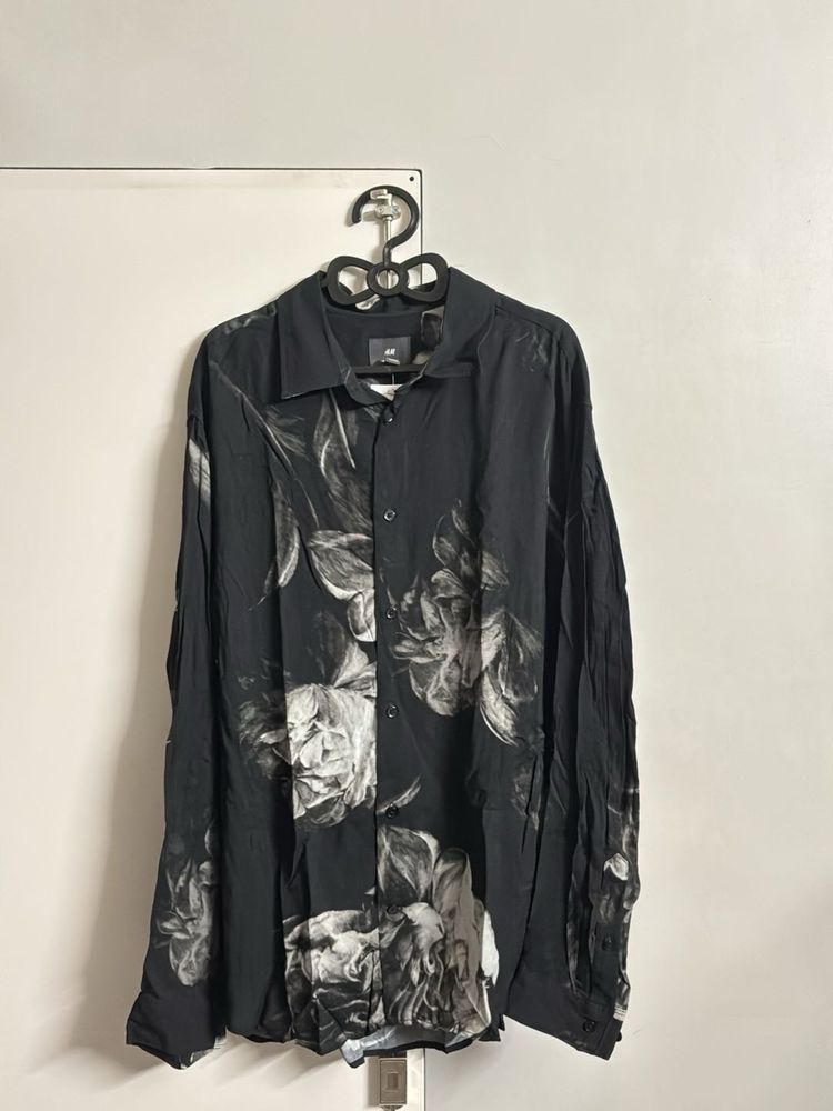 Men's Black Floral Print Shirt