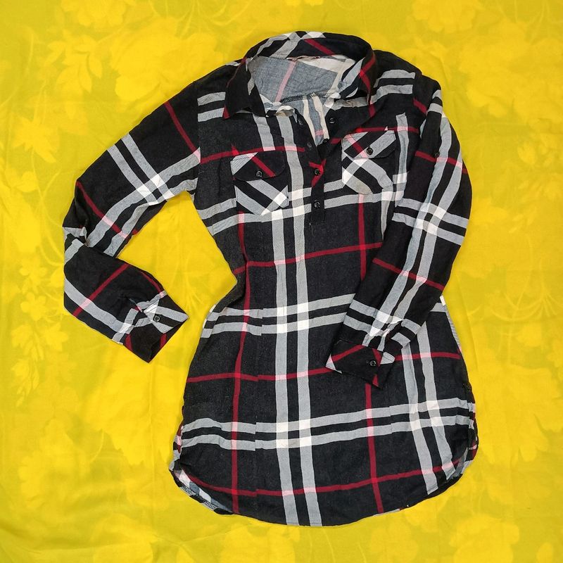 Plaid Flannel Shirt Tunic