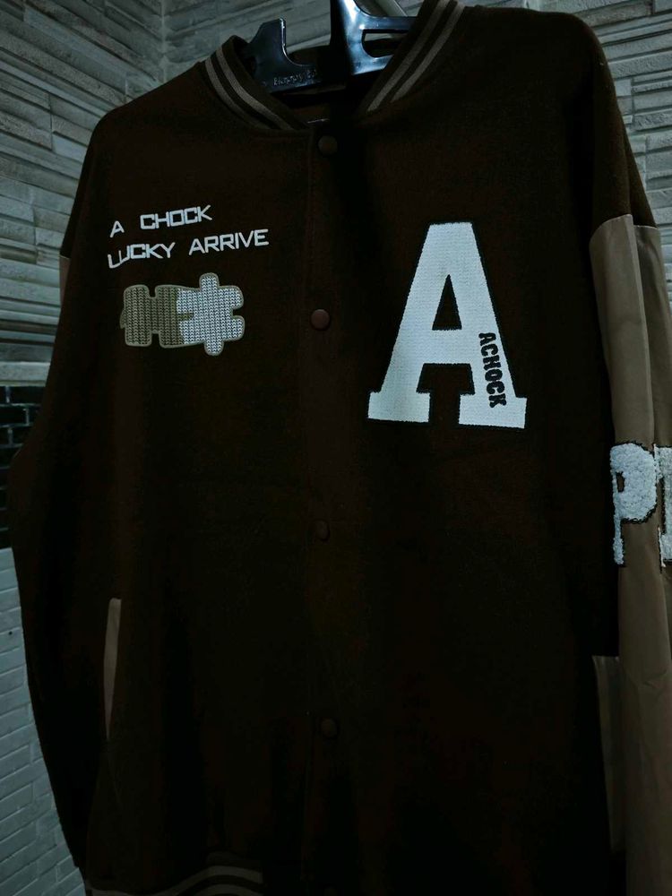 Varsity Style Brown Jacket