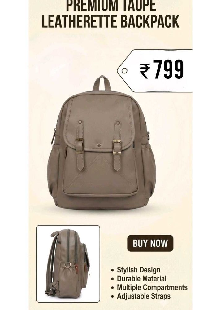 Stylish Gray Faux Leather Backpack
