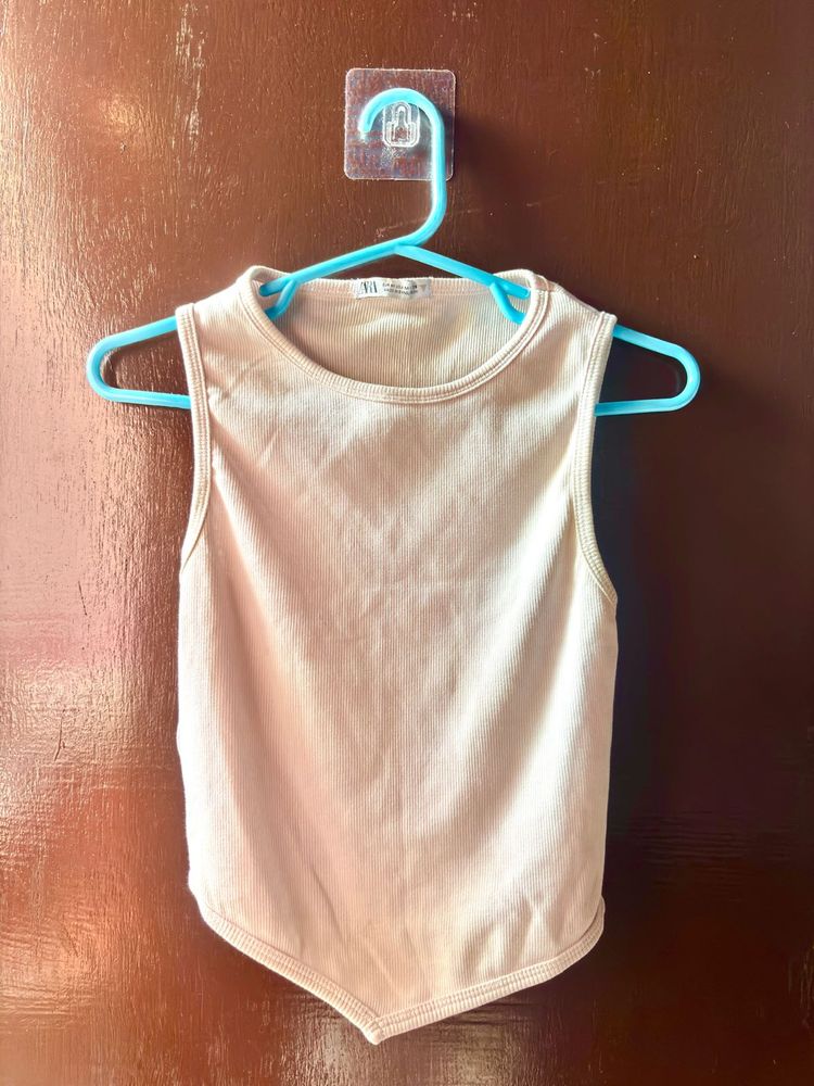 Sleeveless Beige Tank Top