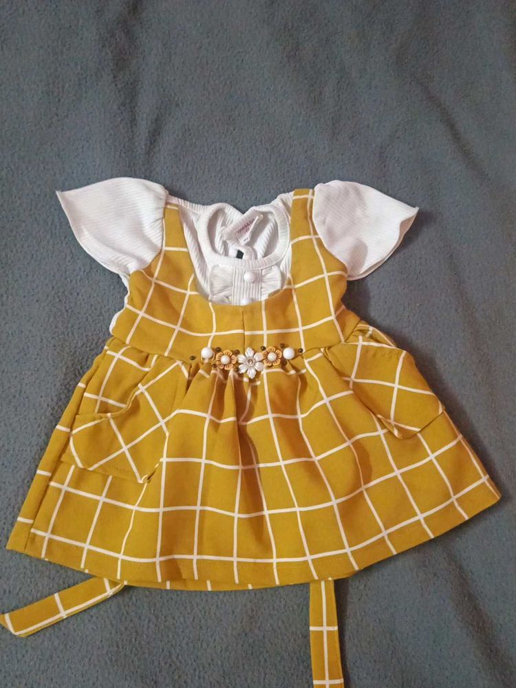 Adorable Yellow Checkered Baby Dress