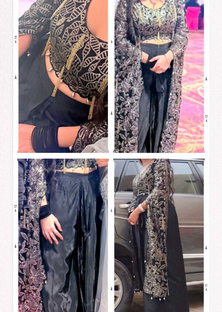 🖤 Black Golden Embroidered Party Wear Dress