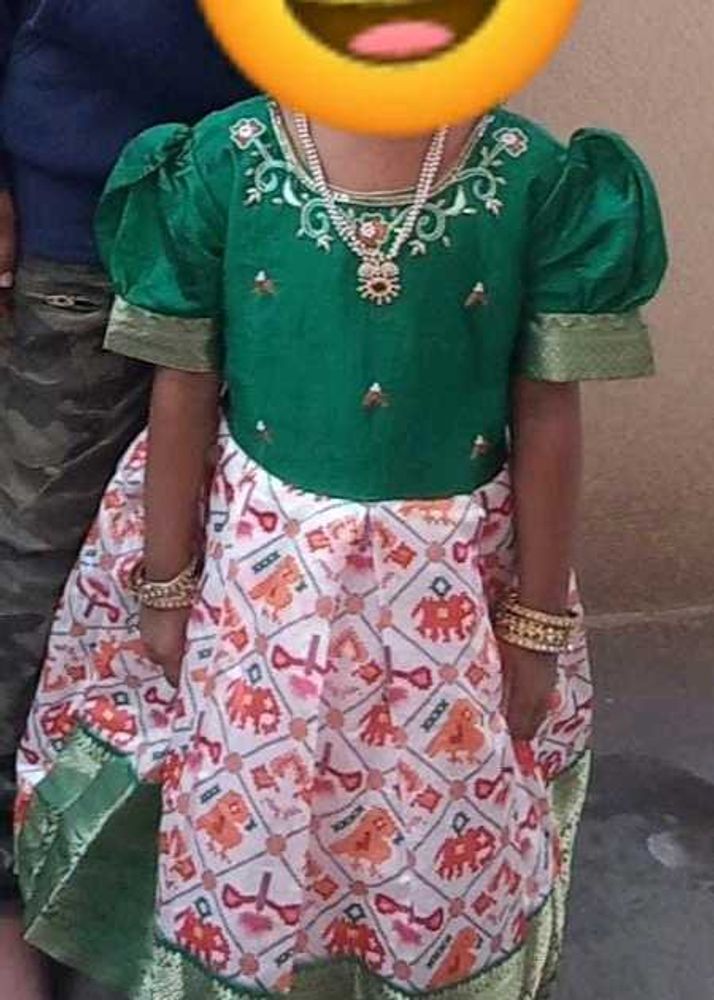 Beautiful Ikkat Ethnic Silk Gown for Girls