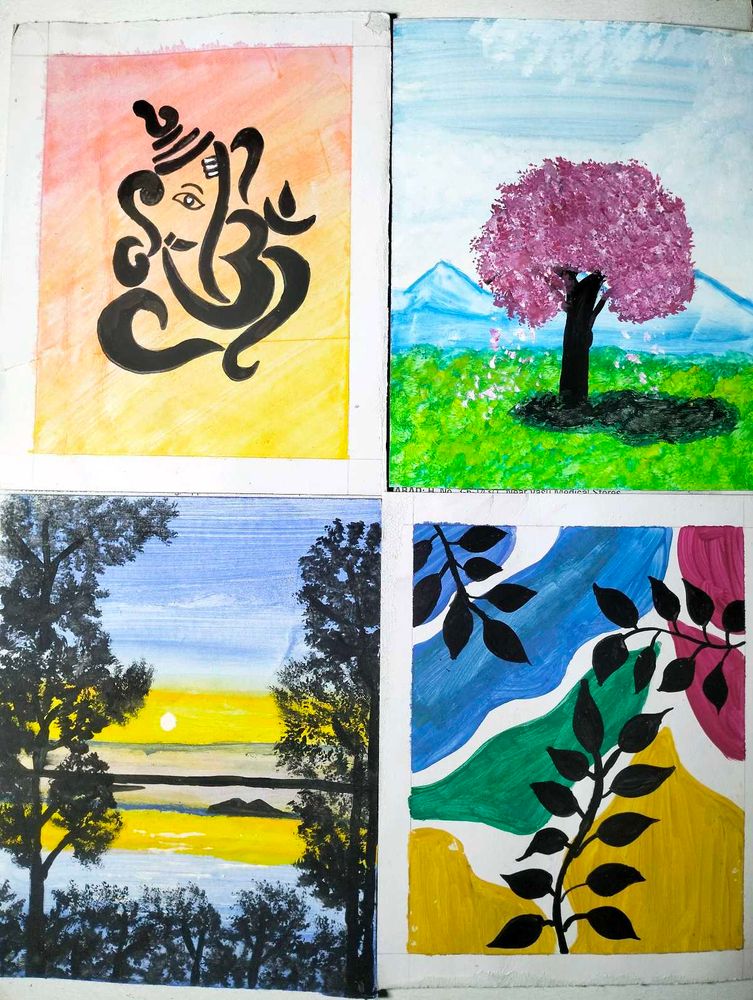 Set of 6 Hand-Painted Art Pieces