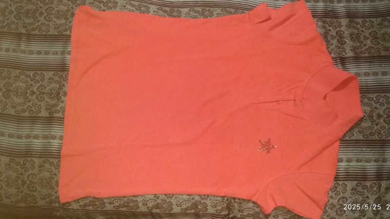 Coral Star Sparkle Tee