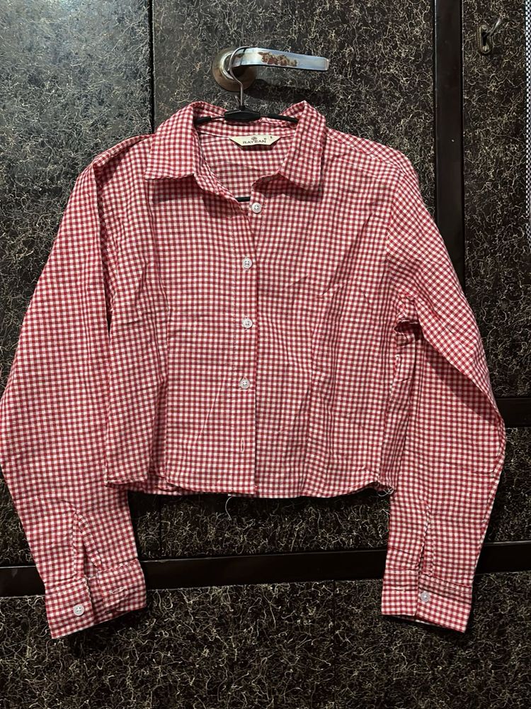 Red Gingham Cropped Shirt