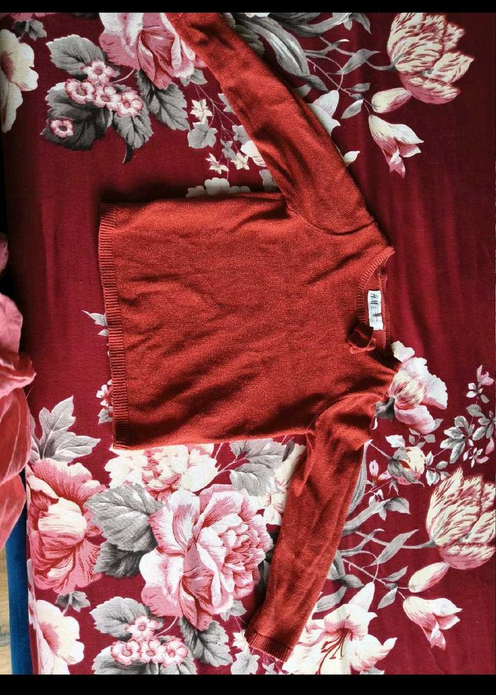 H&amp;M kids red knit little glittery top