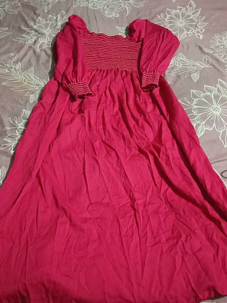 Pink Smocked Maxi Dress