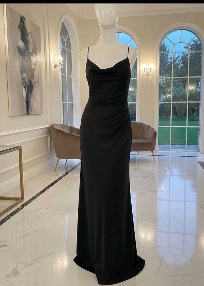Elegant Black Spaghetti Strap Maxi Dress
