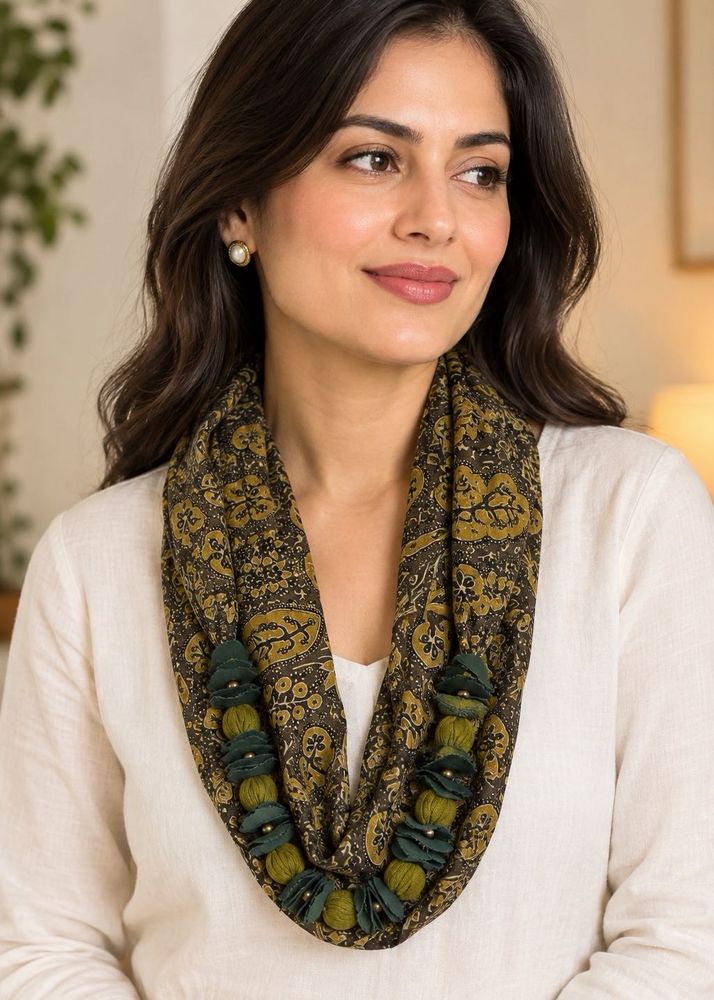 NWT Boho Paisley Infinity Scarf with Beaded Accent