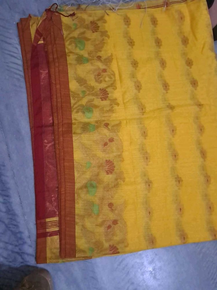 new puja saree red cotton blouse fees free yellow