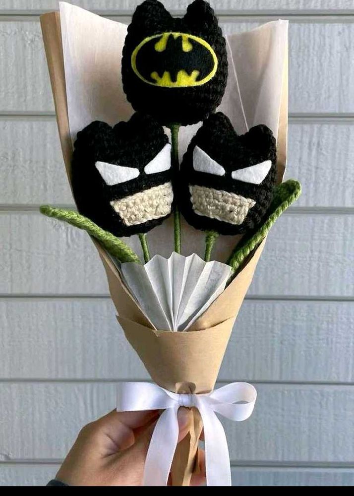 Crochet Batman &amp; Venom Bouquet