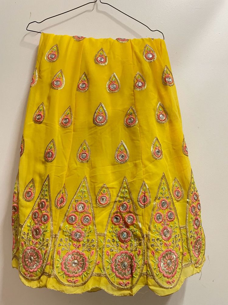 Vibrant Yellow Embroidered Lehenga Skirt and blous