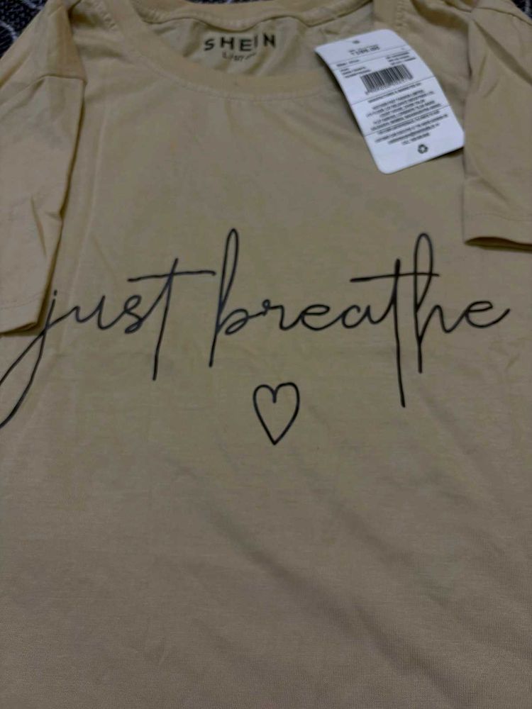 SHEIN "Just Breathe" Graphic T-Shirt