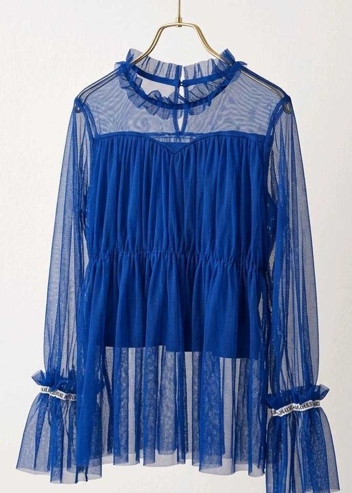 Royal Blue Sheer Mesh Top