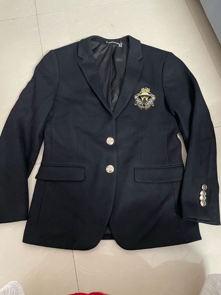 Classic Black Blazer with Emblem