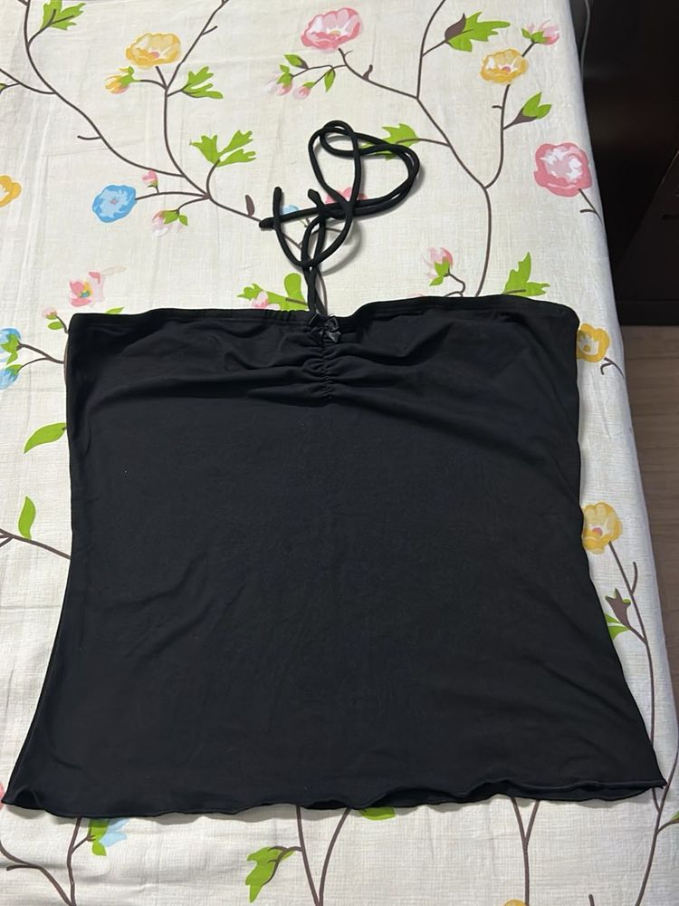 Black Halter Neck Tube Top