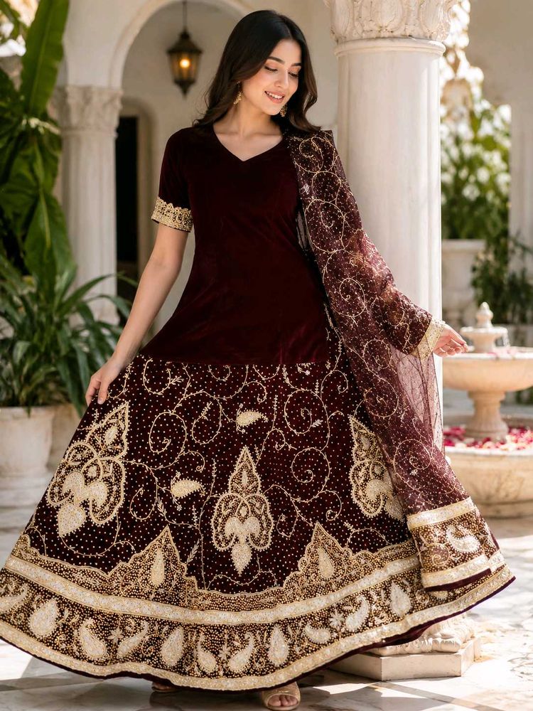 Elegant Velvet Lehenga for wedding  and festival