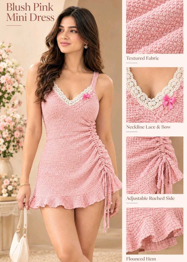 Blush Pink Textured Mini Dress