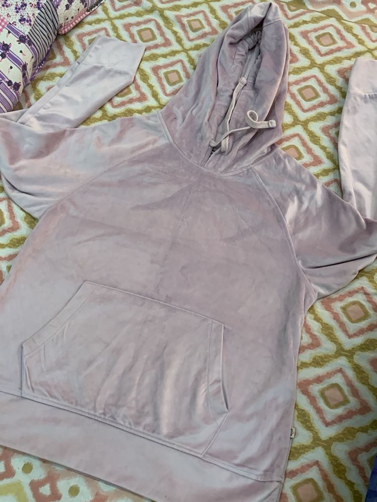 Soft Pink Velour Hoodie