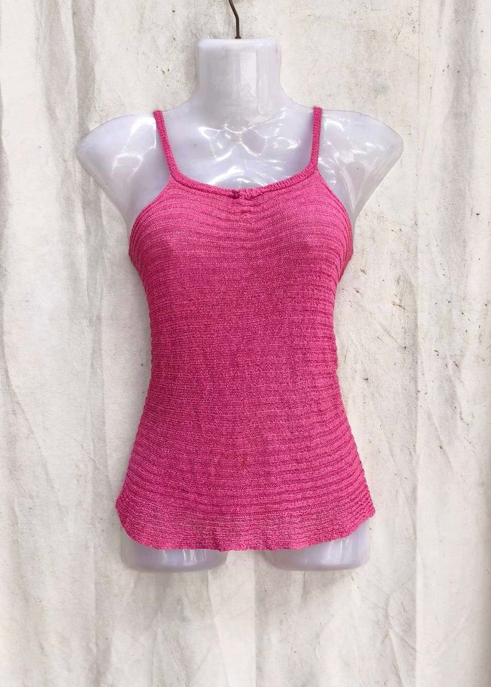 I. Vibrant Pink Ribbed Tank Top