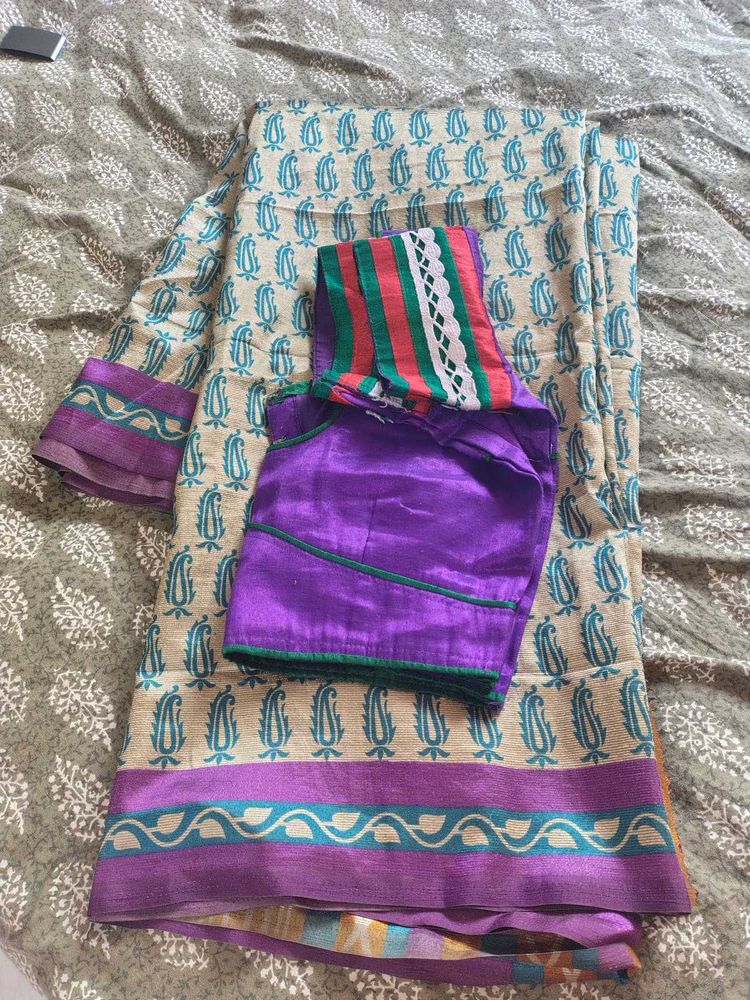 Paisley Print Saree with Blouse