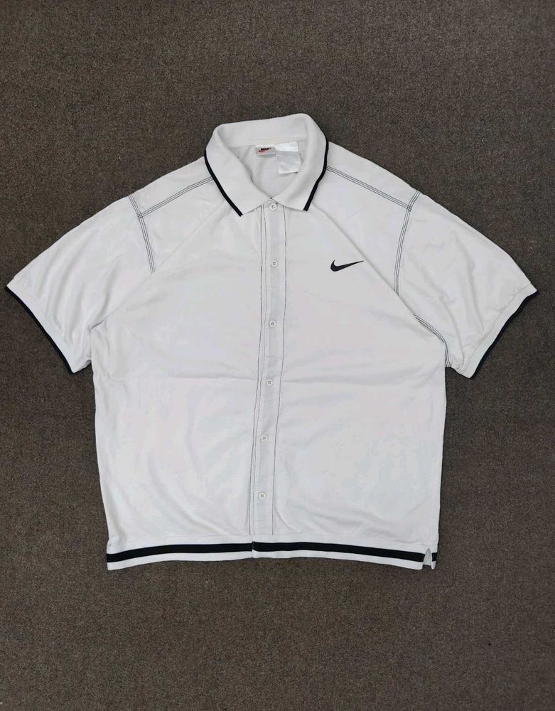 Nike White Short Sleeve Button-Up Shirt
