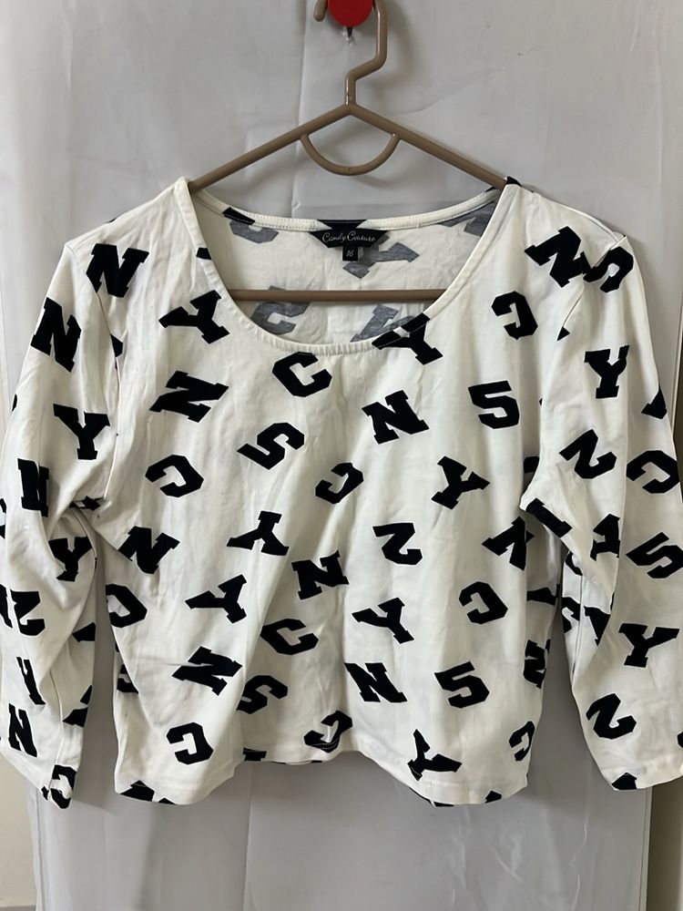 SALE!! White Crop Top With 3/4th Sleeves