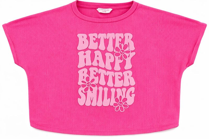 Hot Pink Girls crop top Graphic T shirt