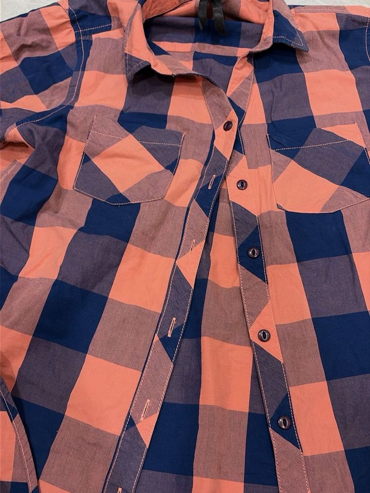 Checked Button-Up Shirt