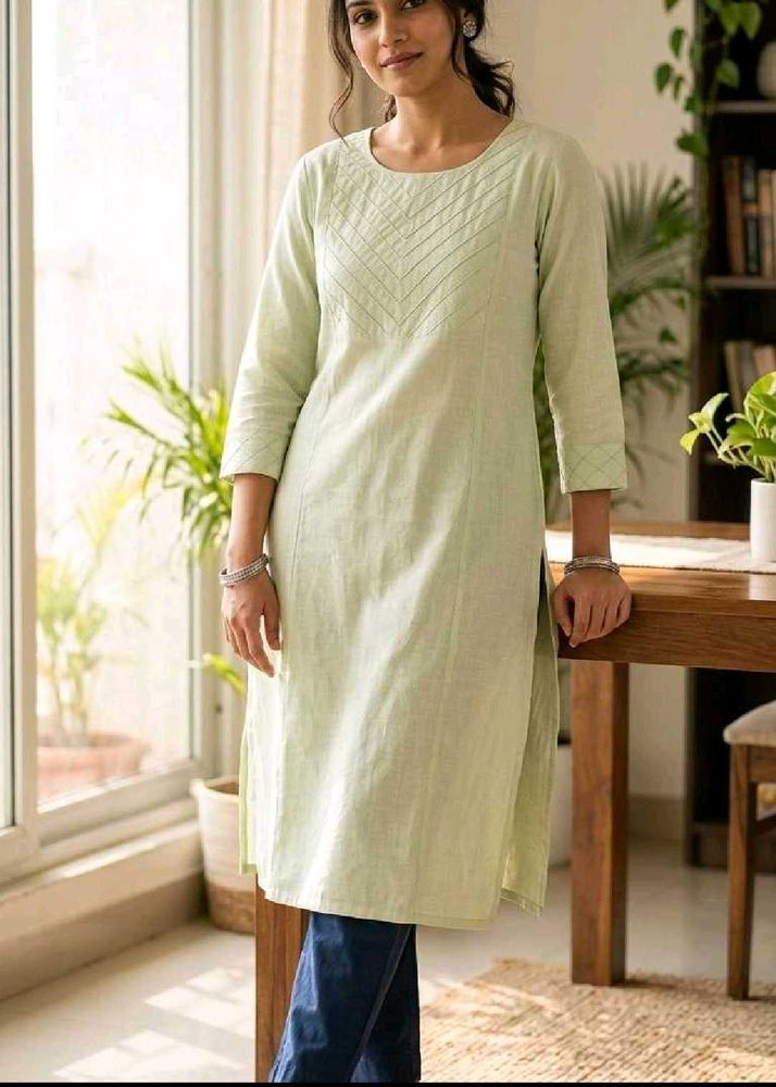 New Elegant Light Green Cotton Kurta