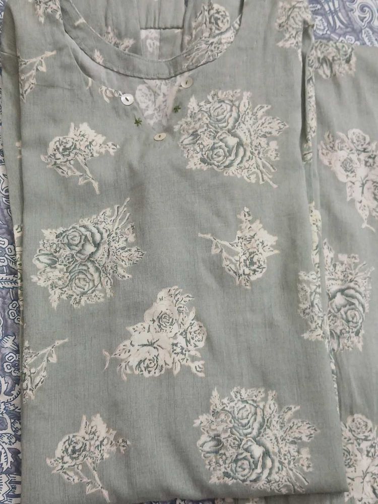Light Green Printed Palazzo Pants kurta set