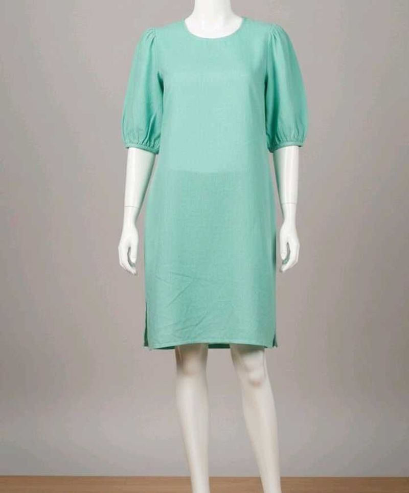 Mint Green Puff Sleeve Dress