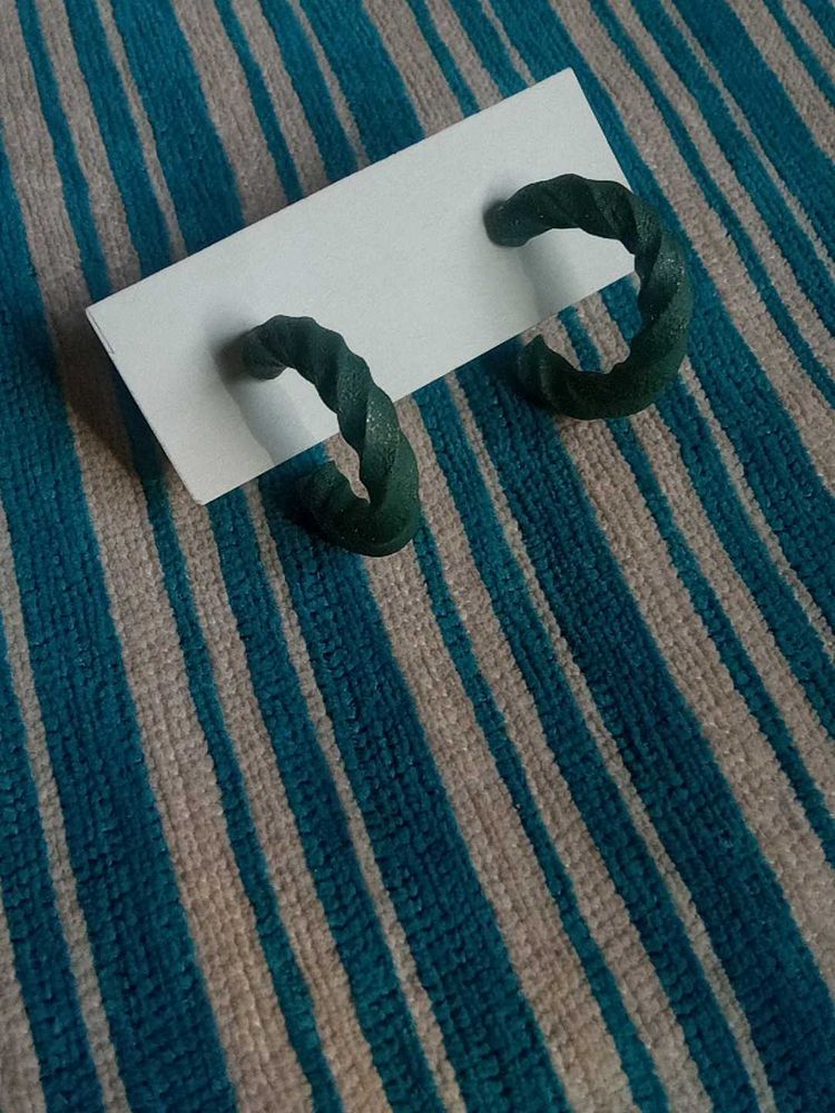 Green Twisted Hoop Earrings