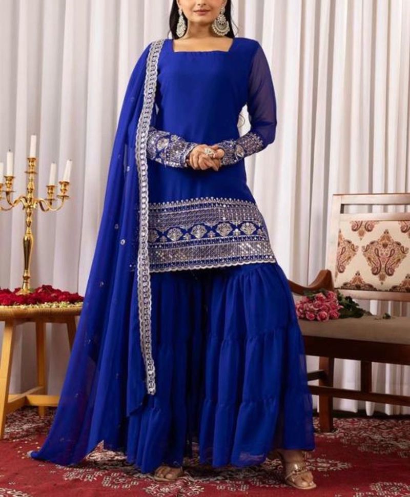 Royal Blue kurti shrara Set💙