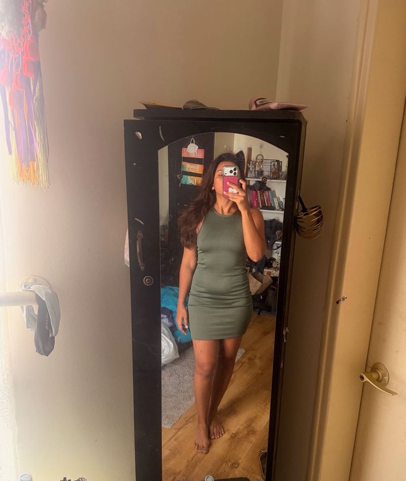 Olive Green Sleeveless Bodycon Dress