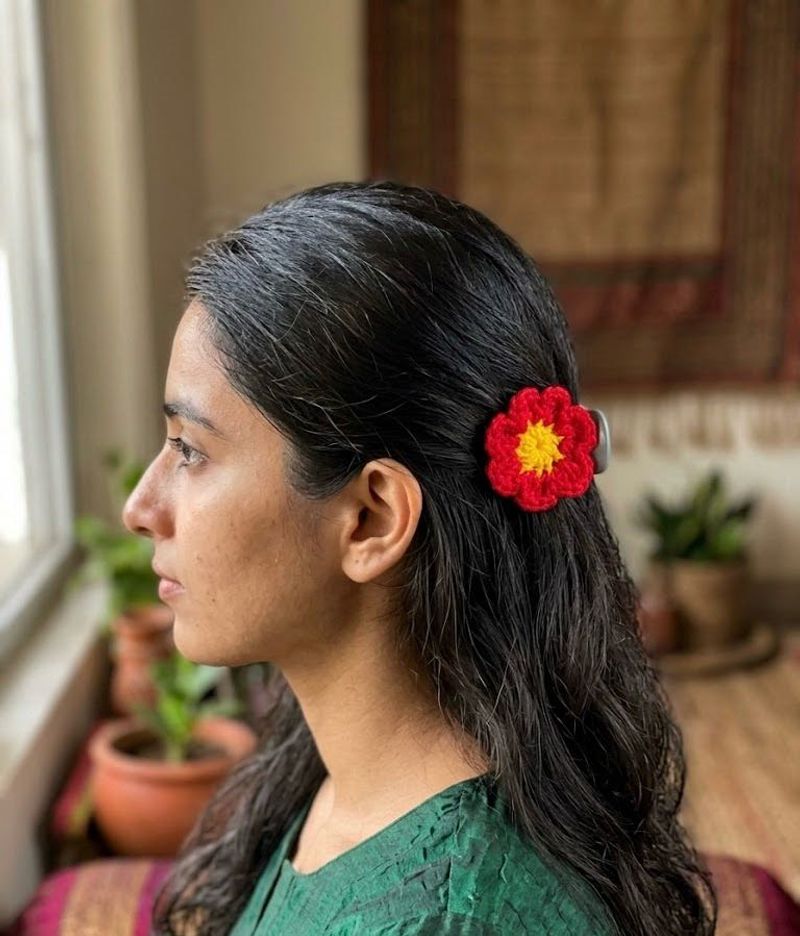 Handmade Crochet Flower Hair Claw Clip