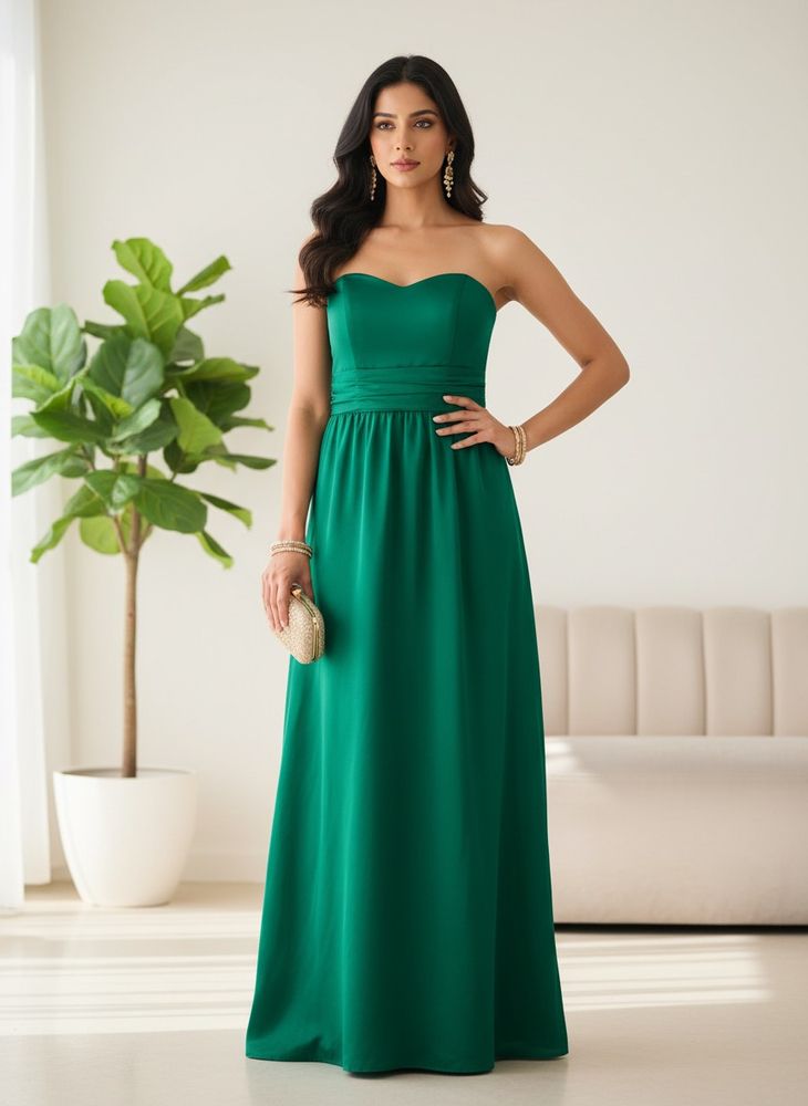 Emerald Green Strapless Maxi Dress