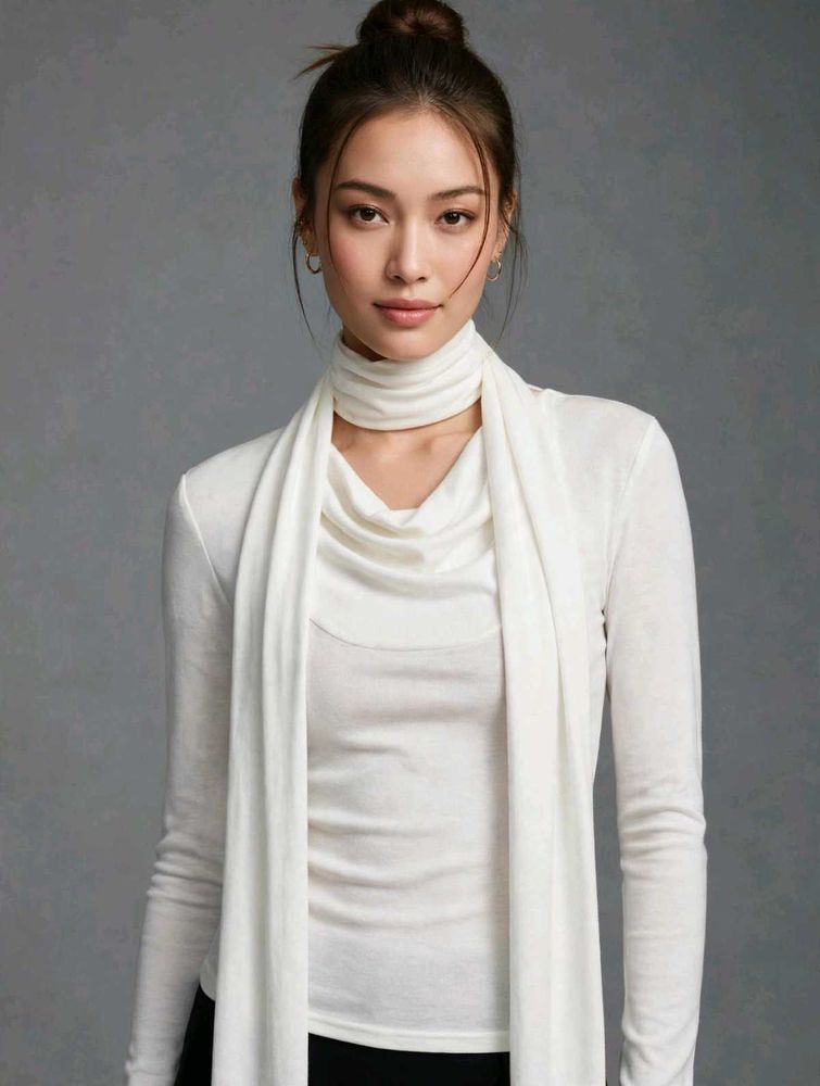 Chic White Long Sleeve Wrap Top