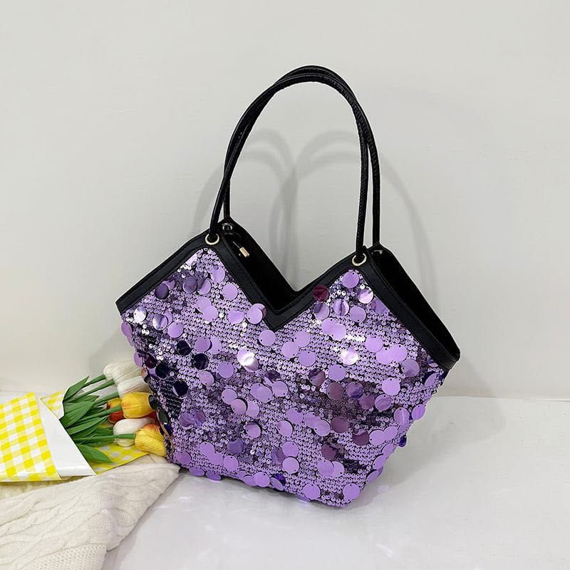 Sparkling Purple Sequin Shoulder Bag