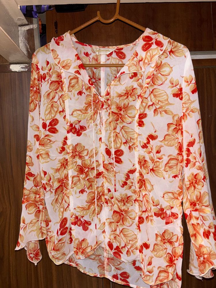 red multi colour top