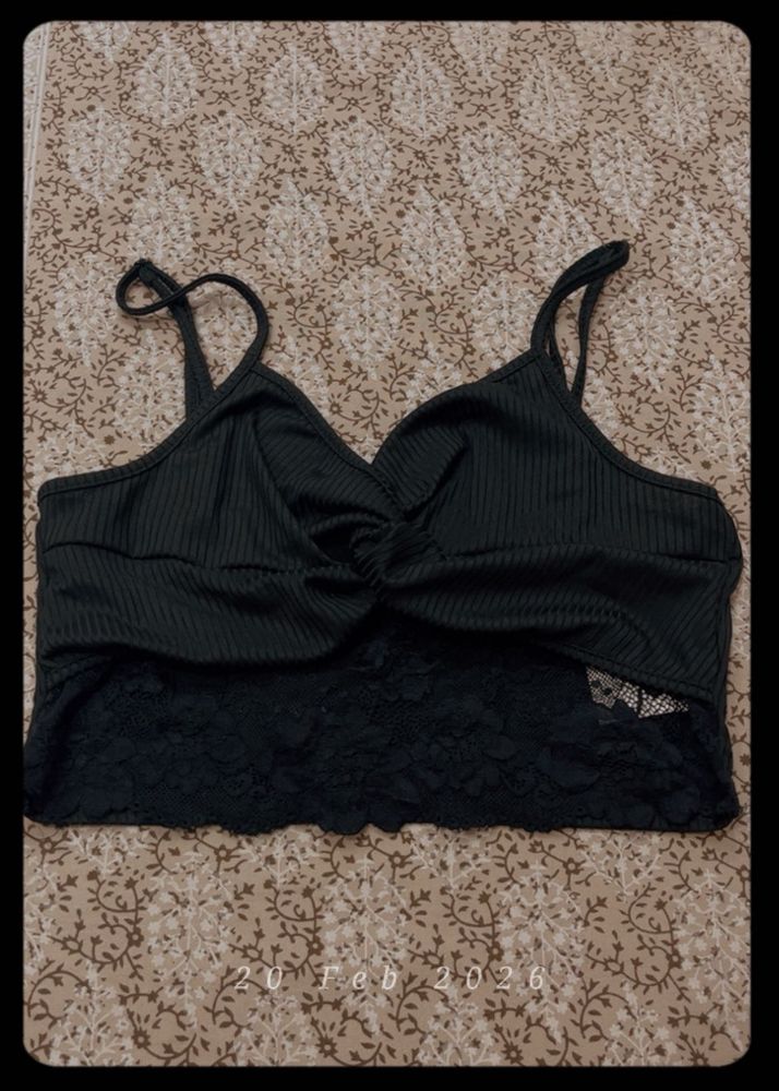 Black Lace Trim Cami Top