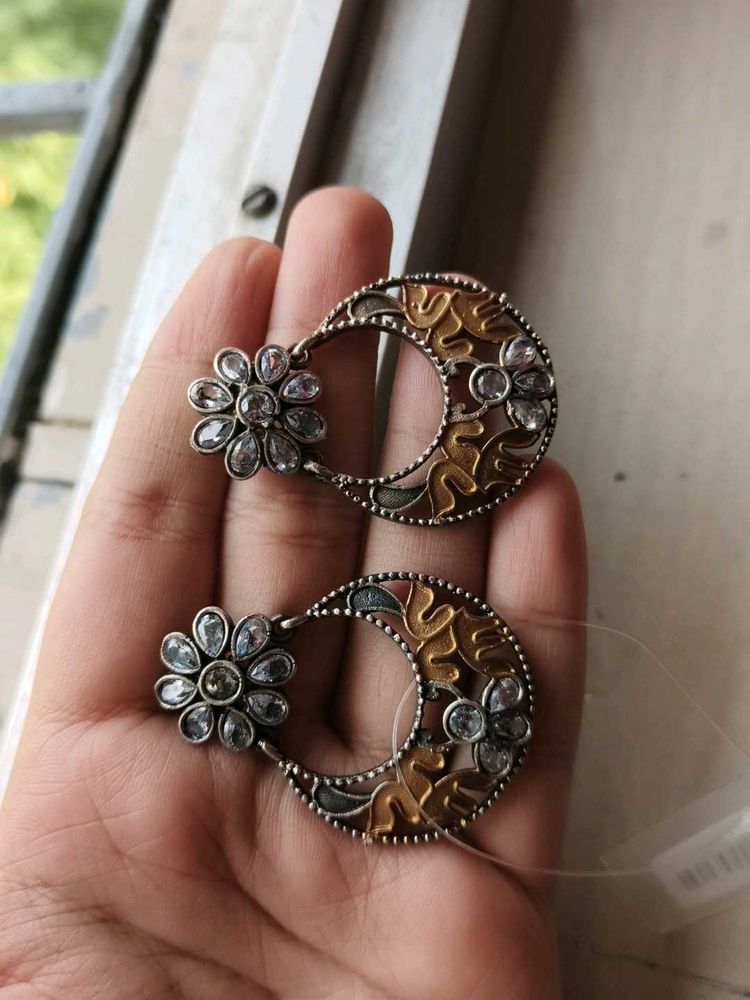 Designer Oxidised Jhumka Earrings