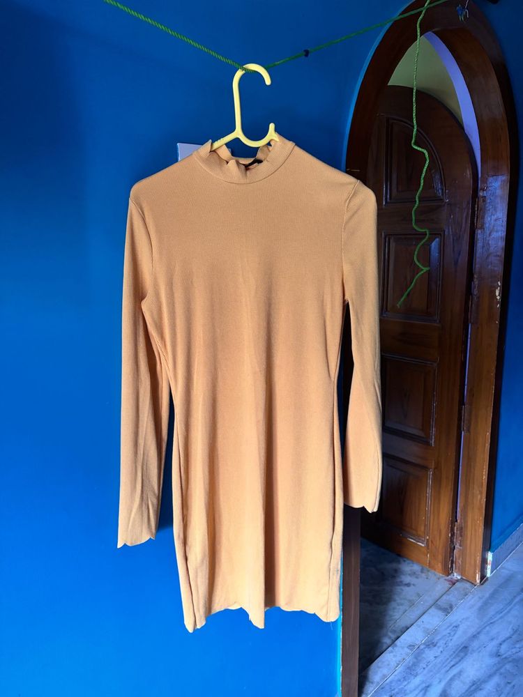 Stylish Mock Neck Long Sleeve Dress