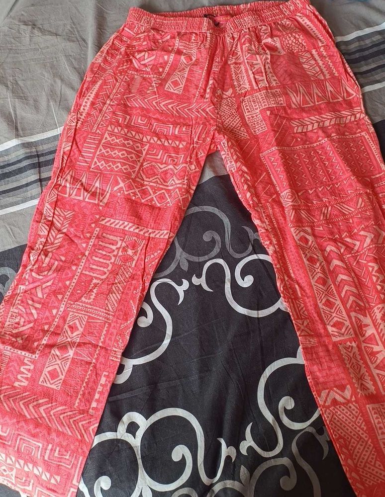 Printed Coral Palazzo Pants
