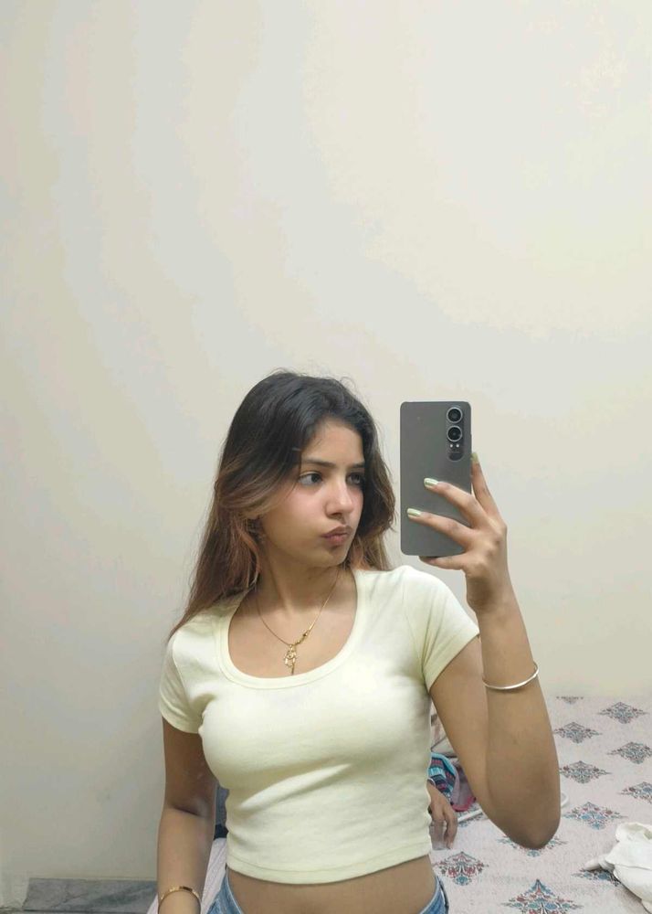 Cream Ribbed Cropped Top