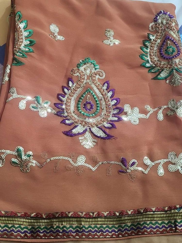 Elegant Embroidered Saree 🥻 ✨️ 😍