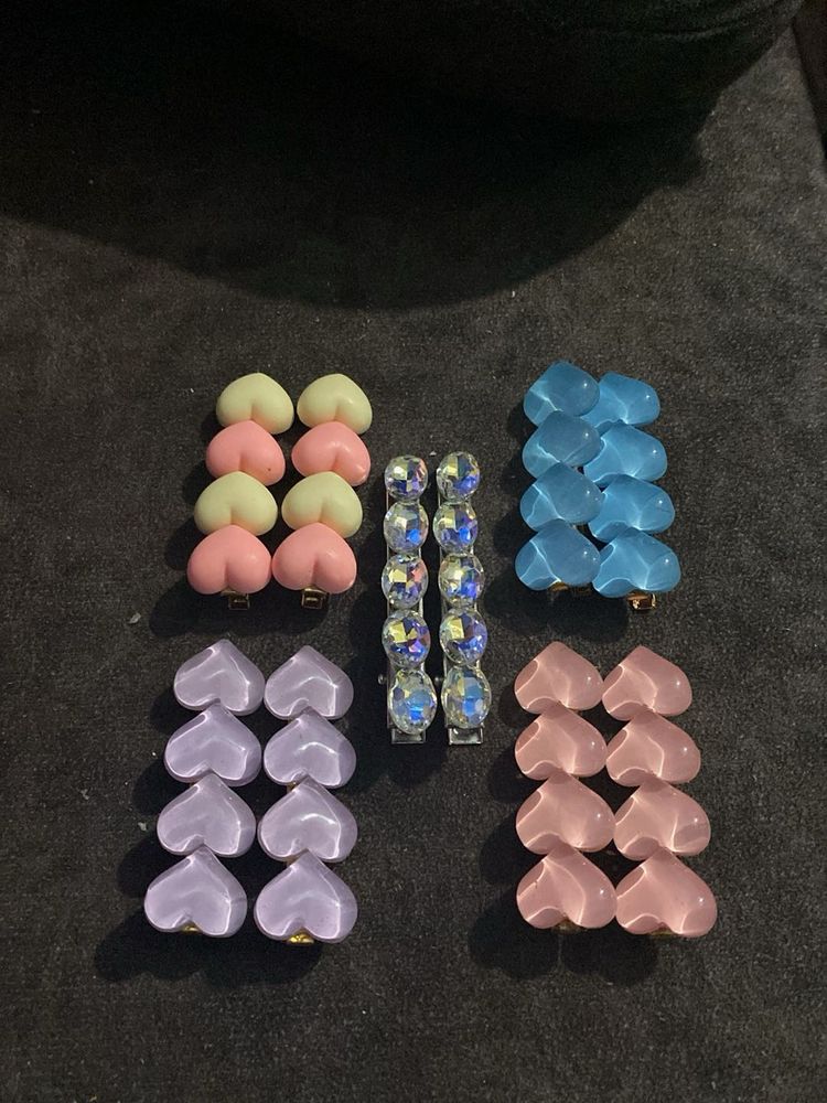 Cute Heart Hair Clips Set of 5 pair
