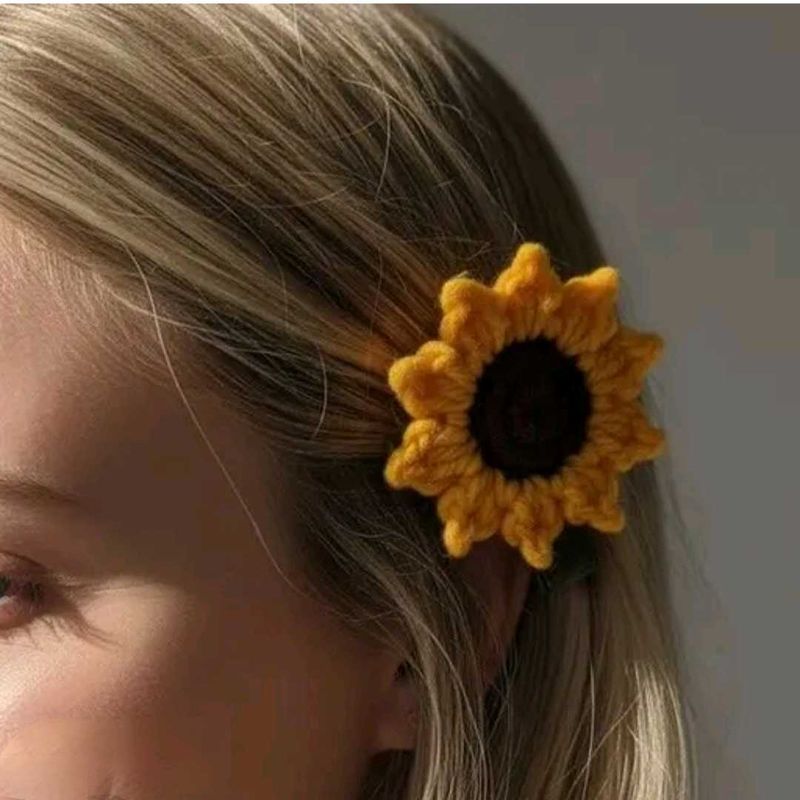 Crochet Sunflower Hair Clip set of 2